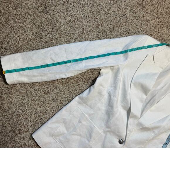 TALBOTS 100% White Linen Blazer/Jacket size women's 16, silver buttons - Picture 7 of 11